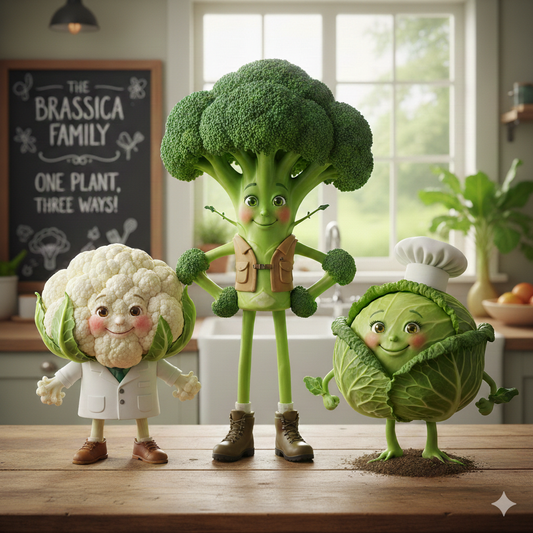 One Plant, Three Ways: The Kitchen Science of Broccoli, Cauliflower, and Cabbage